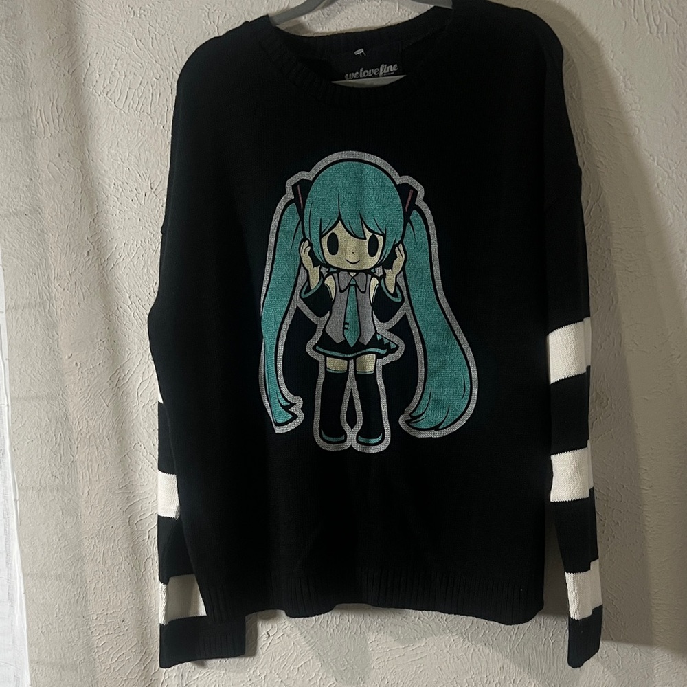 Hatsune Miku Chibi Knit Sweater | 3XL | Rare Kawaii Grunge Streetwear